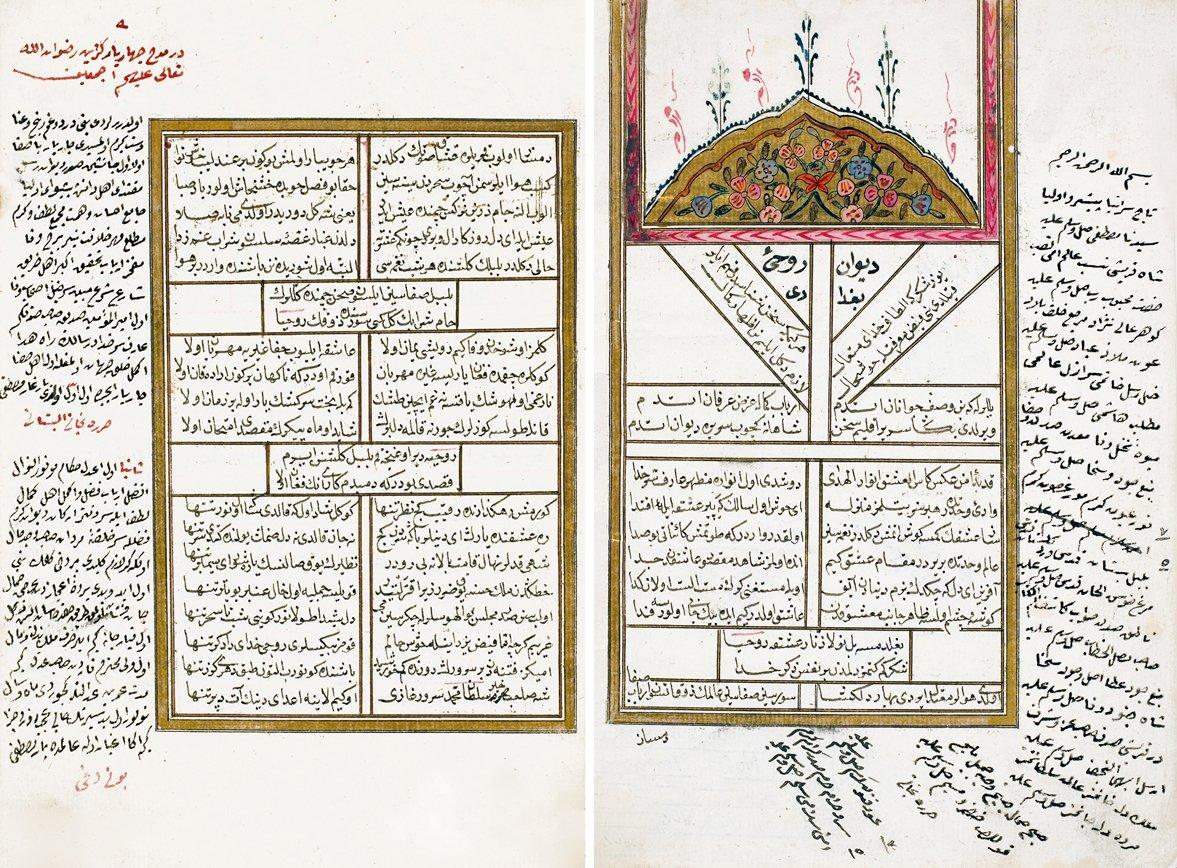Rûhî-yi Bağdâdî divanının ilk iki sayfası(Süleymaniye Ktp., Nâfiz Paşa, nr. 902)