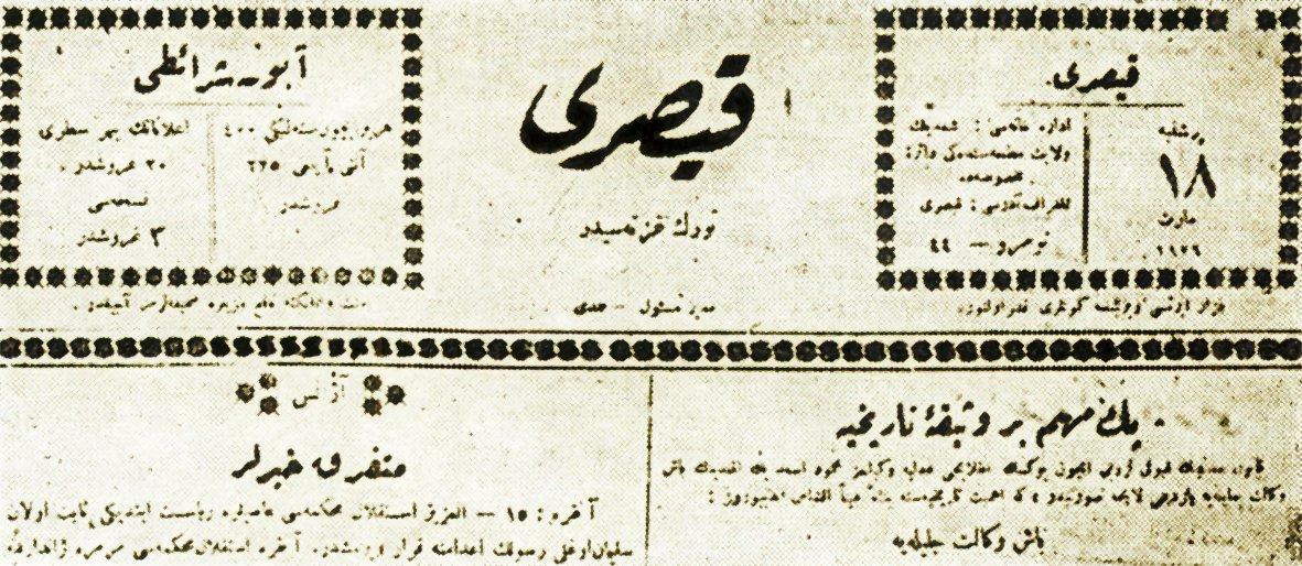 Haftalık Kayseri gazetesinin başlığı