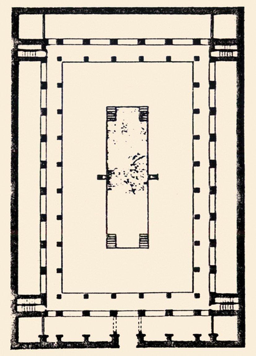 Nasrî Sultanı V. Muhammed’in Gırnata’da inşa ettirdiği bîmâristanın planı (Gaihabaud’dan)