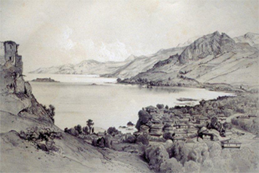 XIX. yüzyıl ortalarındaGiresun’u doğu yönüne doğru gösteren gravür(X. Hommaire de Hall, lv. XXXII)