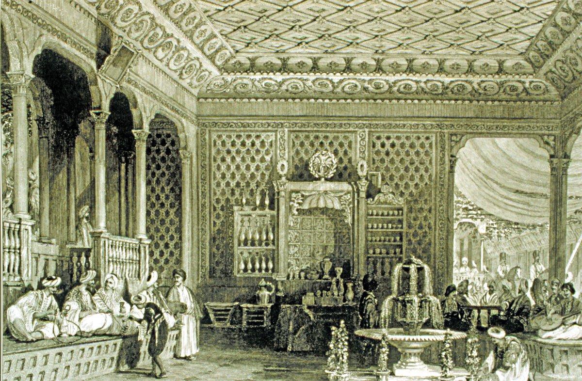 Thomas Allom’un bir İstanbul kahvehanesini temsil eden gravürü (R. Walsh, Constantinople and the Scenery of the Seven Churches of Asia Minor, London 1839, lv. 30)