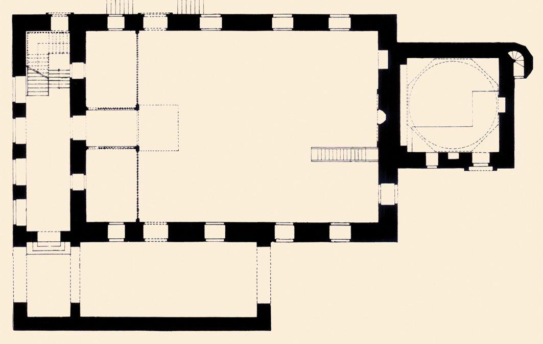 Hacı Bayrâm-ı Velî Camii ve Türbesi’nin planı (Ayverdi, Osmanlı Mi‘mârisi II, rs. 391)