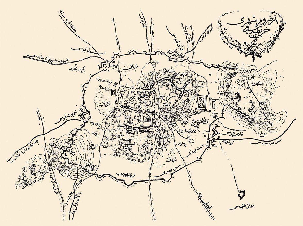 Erzurum’un 1320 r. (1904) tarihinde Erkânıharp Kaymakamı Kafkasyalı Fuad Bey tarafından çizilen haritası (Harp Akademileri Matbaası, Şubat 1982)