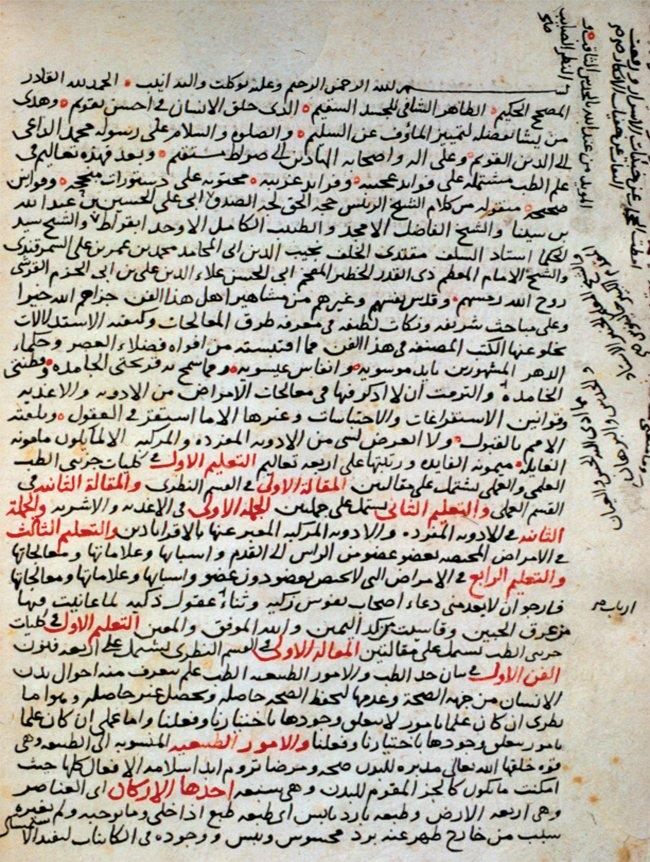 Hacı Paşa’nın et-Teʿâlîm fî ʿilmi’ṭ-ṭıb adlı eserinin ilk sayfası (Süleymaniye Ktp., Turhan Vâlide Sultan, nr. 258/1)