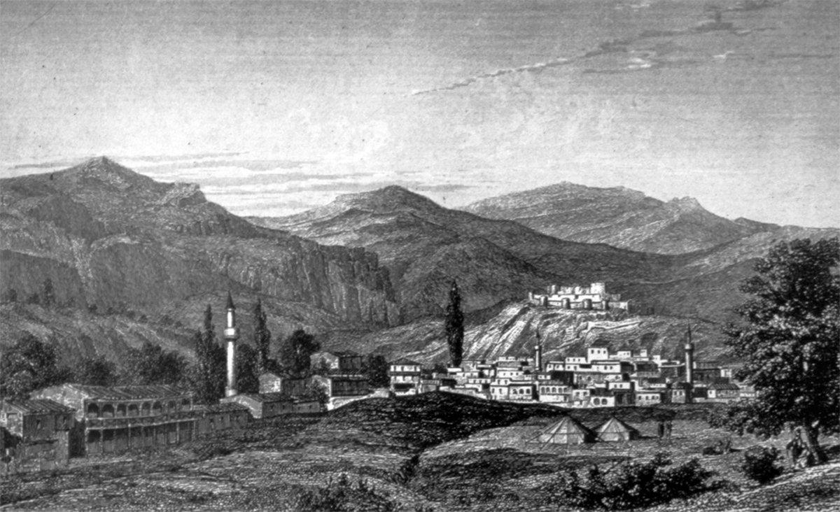 XIX. yüzyılın ortalarında Kütahya’yı gösteren bir gravür (Charles Texier, Description de l’Asie Mineure, Paris 1849, lv. 46)