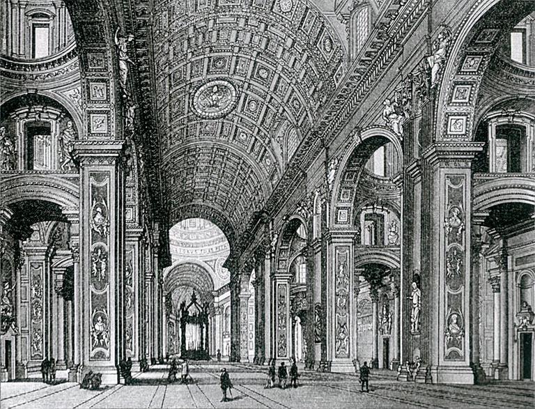 Roma’daki San Pietro Kilisesi’nde (1546) ana koridoru örten tonoz