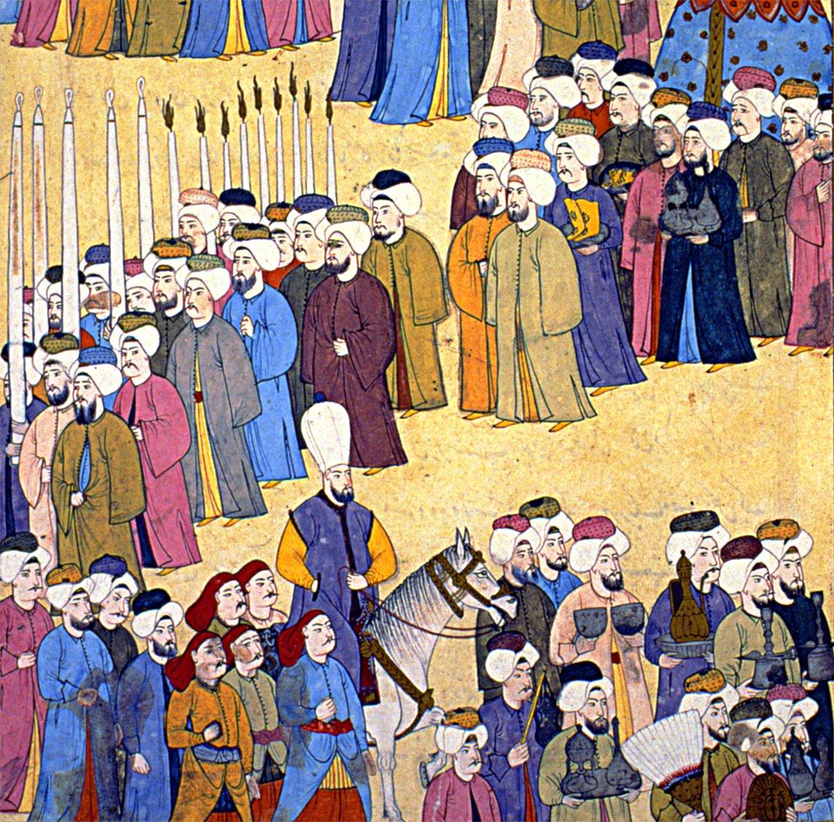 Kuyumcu esnafının resmigeçidini gösteren Levnî’nin bir minyatürü (Surnâme-i Vehbî, TSMK, III. Ahmed, nr. 3595, vr. 130a’dan detay)