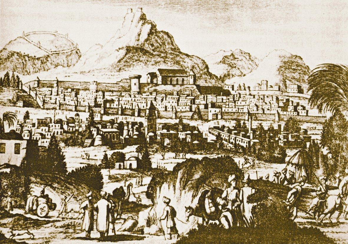 XVII. yüzyılda Şirvan’ı gösteren Adam Oleari tarafından çizilmiş gravür (Azerbaycan Milli Ensiklopediyası, Bakü 2007, s. 121)