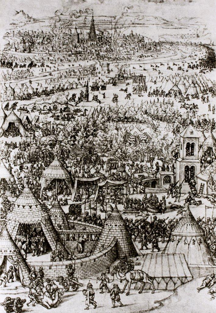 1529 Viyana Muhasarası’nda Osmanlı ordusunu ve Viyana şehrini gösteren gravür (Kreutel – Prokosch, s. 47)
