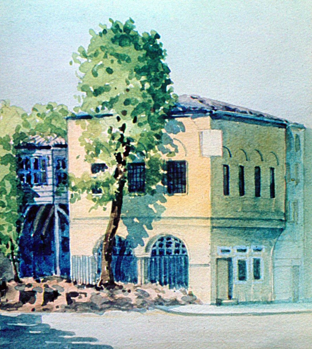 Medresetü’l-hattâtîn’in Süheyl Ünver tarafından 1957 yılında yapılan sulu boya resmi (Süheyl Ünver arşivi)