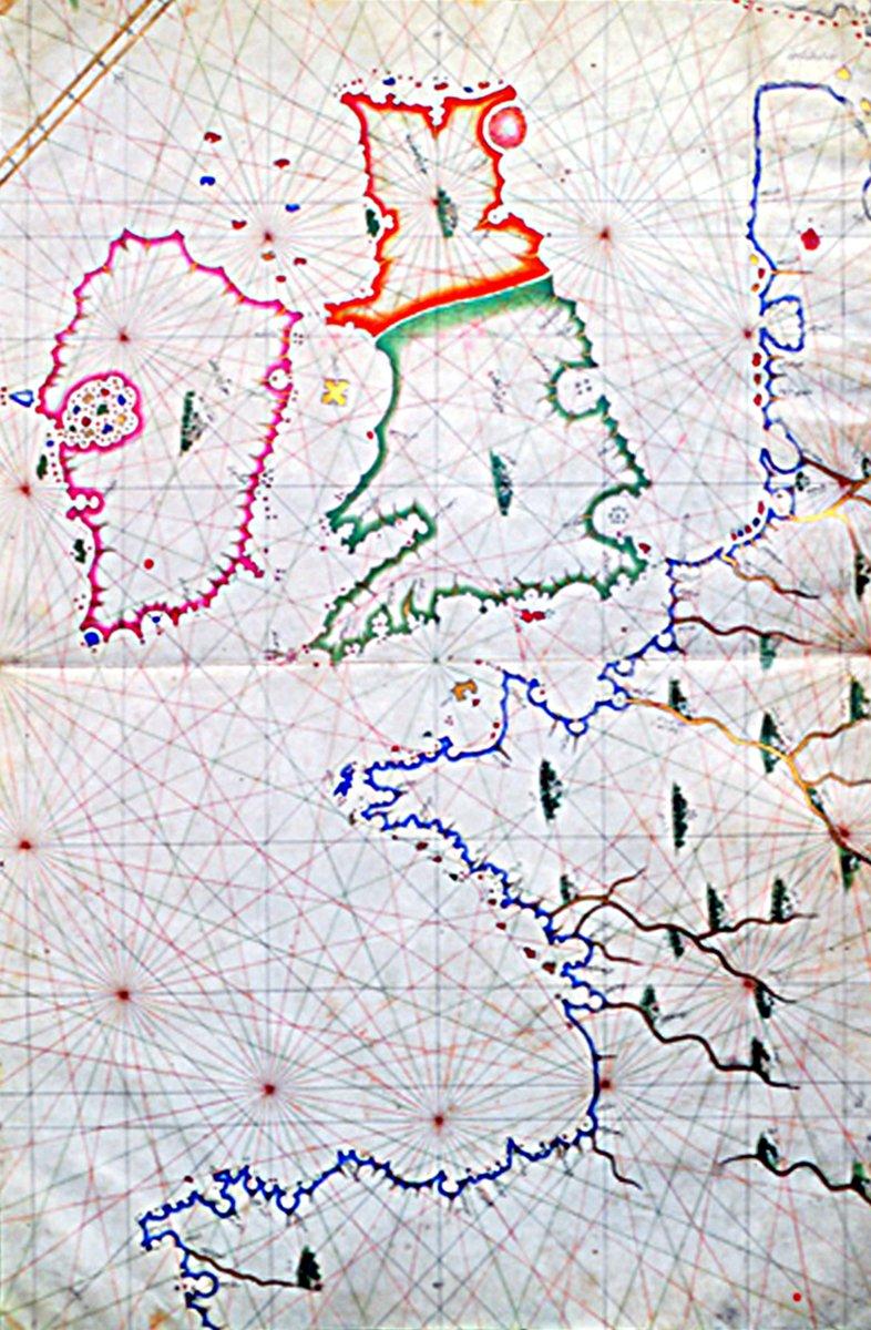 Ali Macar Reis’in Atlas’ında Batı Avrupa’yı veİngiliz adalarını gösteren harita(TSMK, Hazine, nr. 644, vr. 5b-6a)