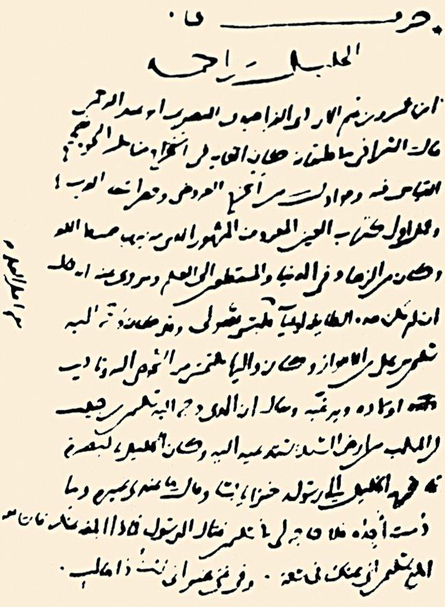 Süyûtî’nin müellif hattıyla yazılmış Tuḥfetü’l-edîbbi-nüḥâti Muġni’l-lebîb adlı eserinden bir sayfa(Millet Ktp., Feyzullah Efendi, nr. 1414, vr. 206a)