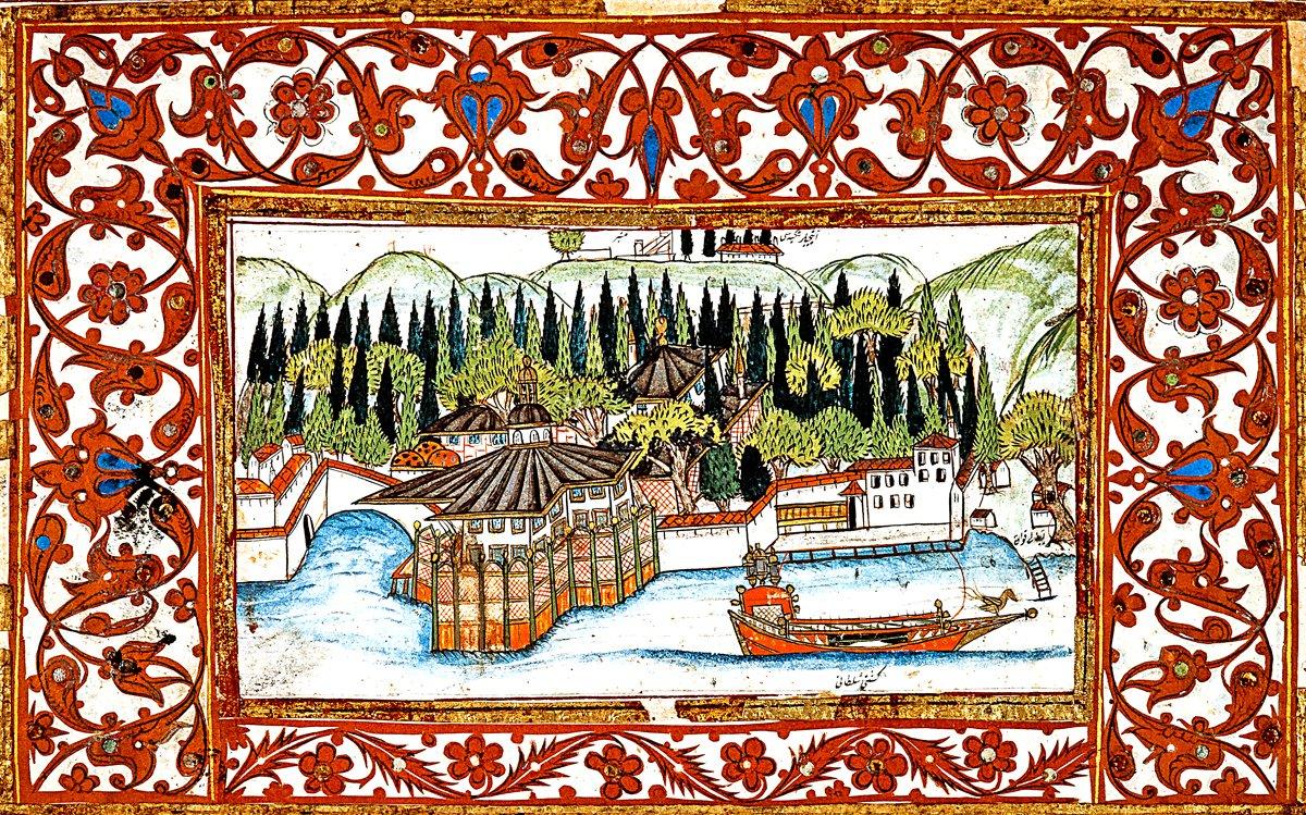 XVII. yüzyıla ait bir yazma eserde Aynalıkavak Sarayı’nın minyatürü (Mecmûa-i Eş‘âr, İÜ Ktp., TY, nr. 5461)
