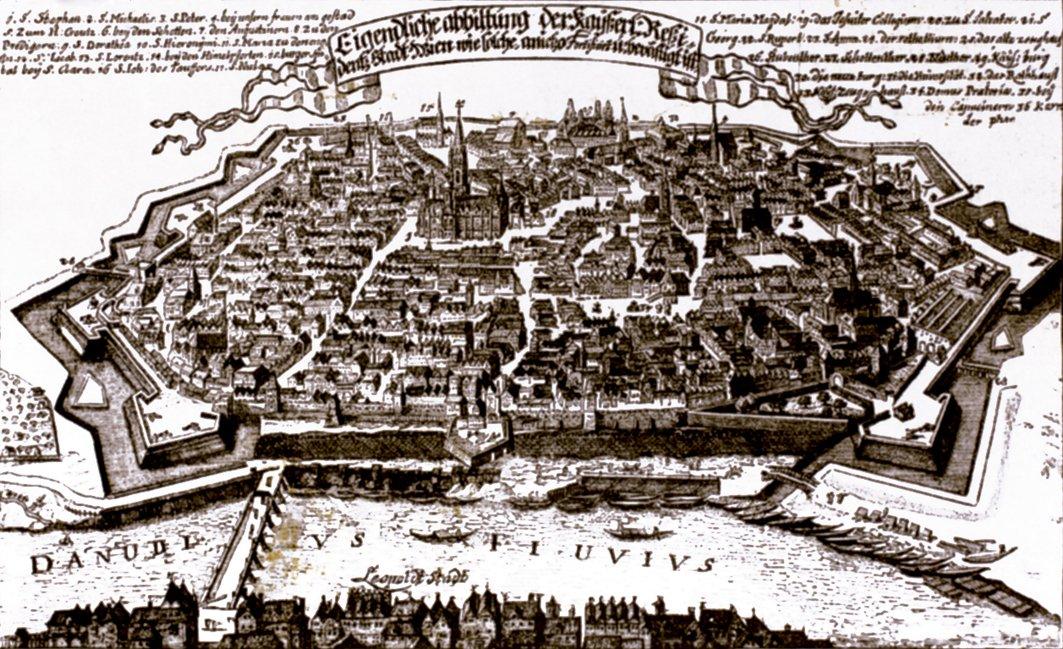 1638’de Viyana’nın genel görünüşünü tasvir eden gravür