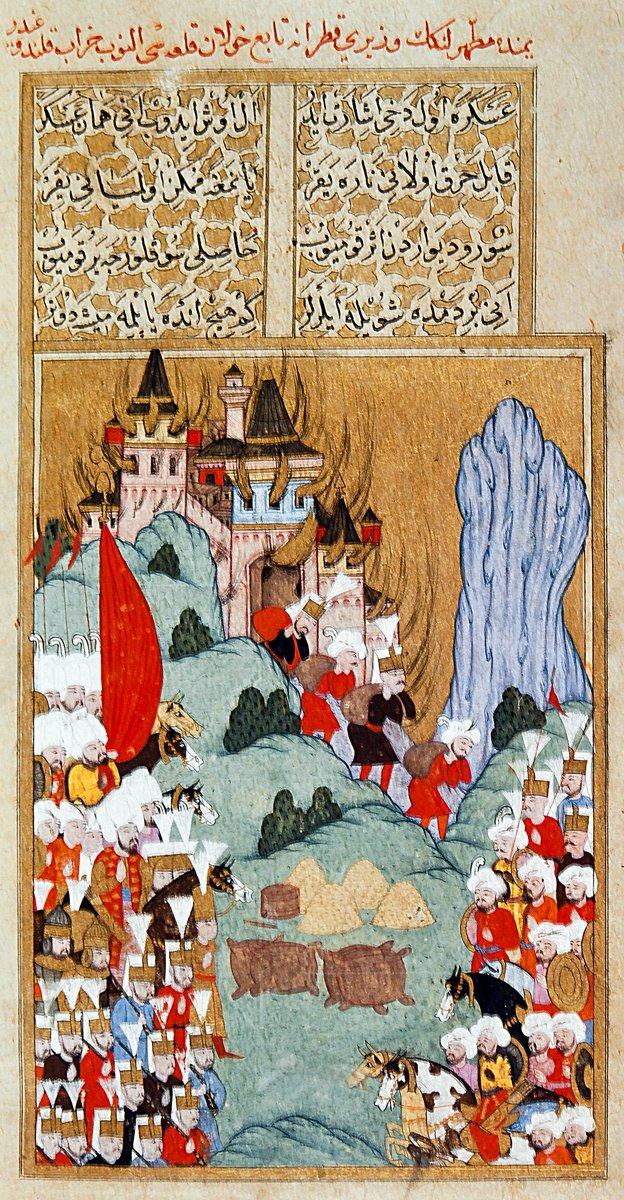 XVI. yüzyılda Yemen’in fethi sırasında Havlân Kalesi’ni gösteren bir minyatür (Târîh-i Feth-i Yemen, İÜ Ktp., TY, nr. 6045, vr. 170b)