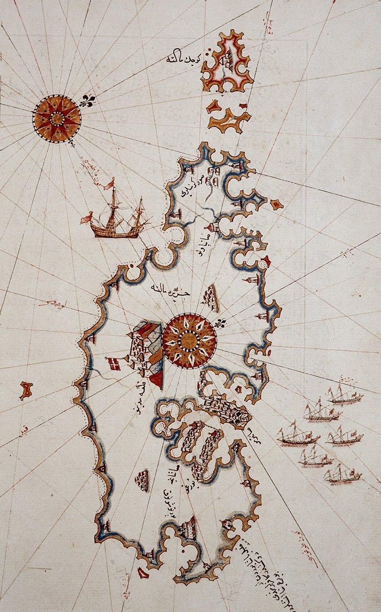 Pîrî Reis’in Kitâb-ı Bahriyye’sinde Malta adasının XVII. yüzyıl ortalarına doğru çizilen haritası (İÜ Ktp., TY, nr. 6605)