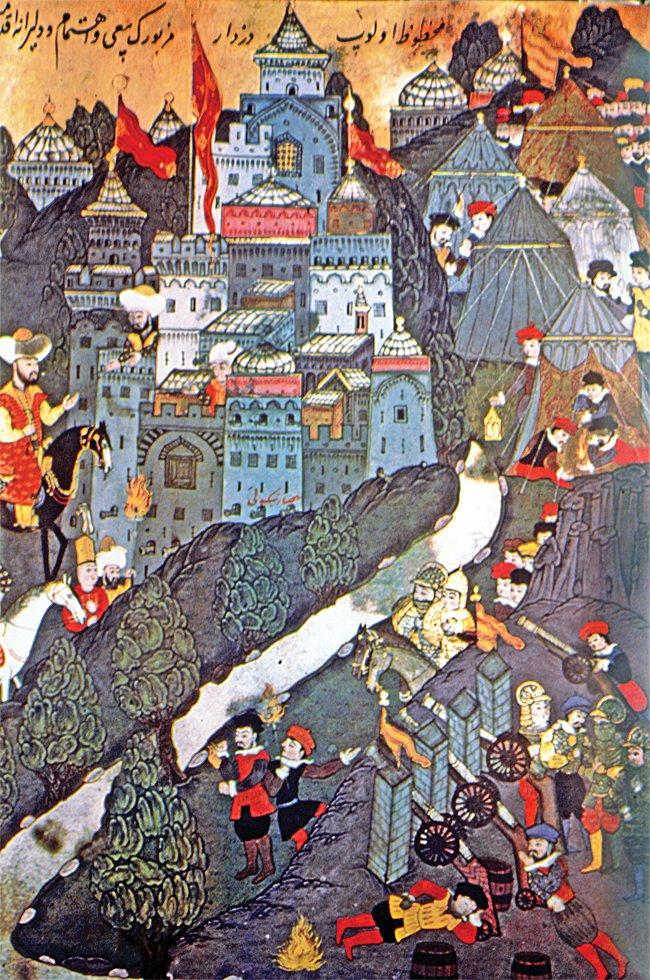 I. Bayezid’i Niğbolu önlerinde gösteren bir minyatür (Hünernâme, TSMK, Hazine, nr. 1523, vr. 170a)