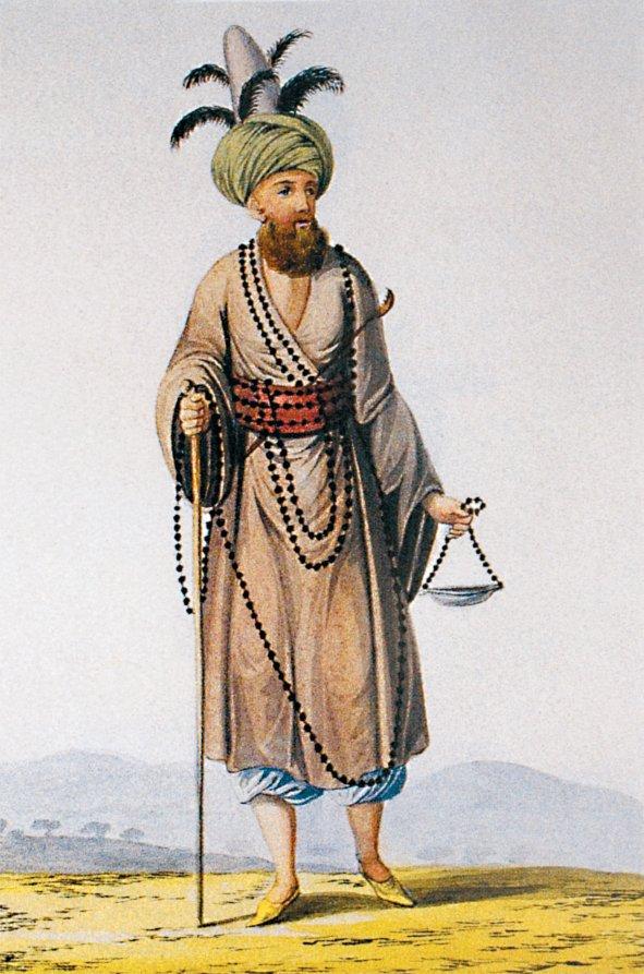 Bir Nakşibendî dervişi tasviri (Ankara Millî Ktp., Albüm, nr. 554, s. 105)