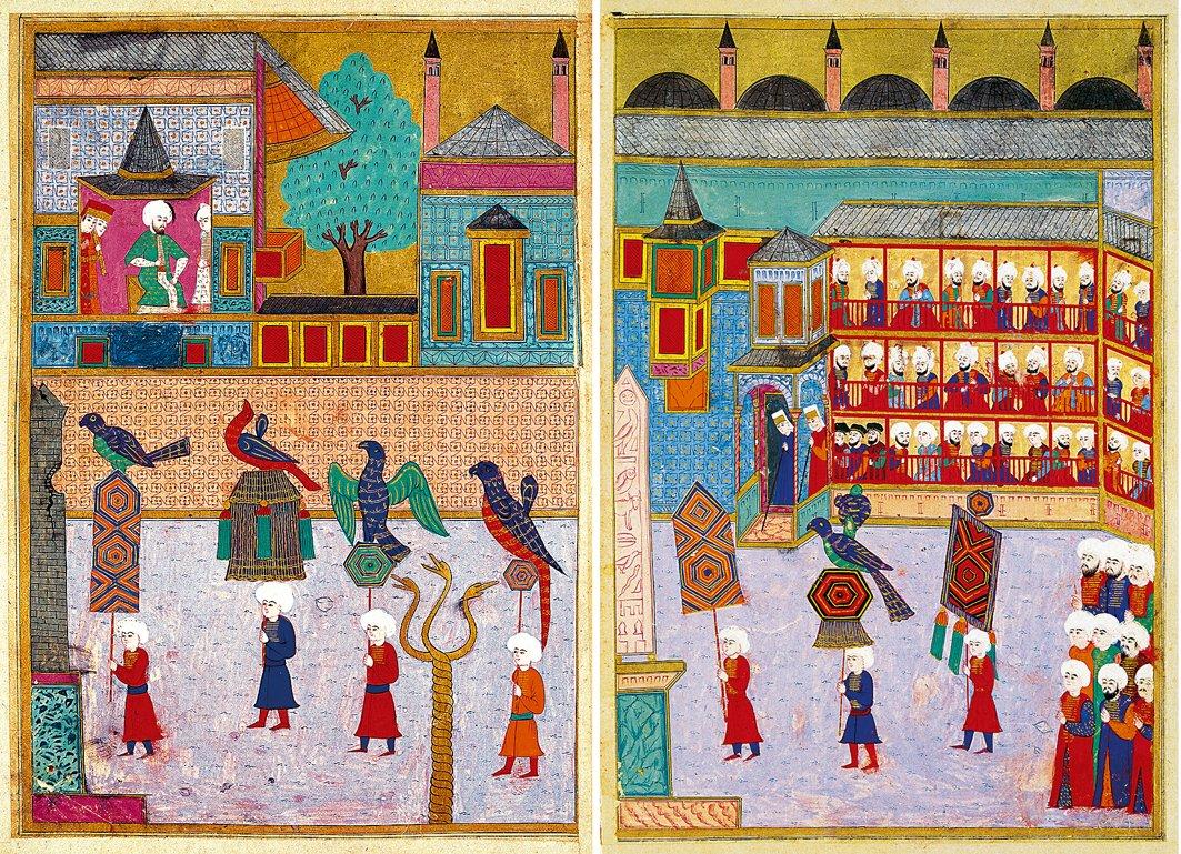 Seyyid Lokmân’ın Surnâme’sinde,Şehzade Mehmed’in sünnet şenliğinintasvir edildiği iki sayfa(TSMK, Hazine, nr. 1344, vr. 338b-339a)