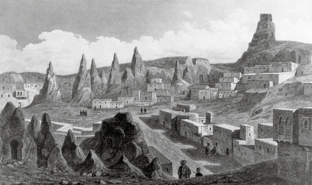 XIX. yüzyılın ortalarında Ürgüp’ü gösteren bir gravür (Charles Texier, Asie mineure, Paris 1862, lv. 55)