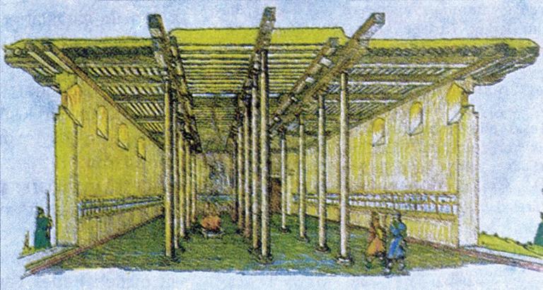 Van-Çavuştepe’de ortaya çıkartılmış olan, milâttan önce 900-600 yılları arasına ait bir Urartu mâbedinin kalıntılarının değerlendirilmesiyle yapılmış rekonstrüksiyon