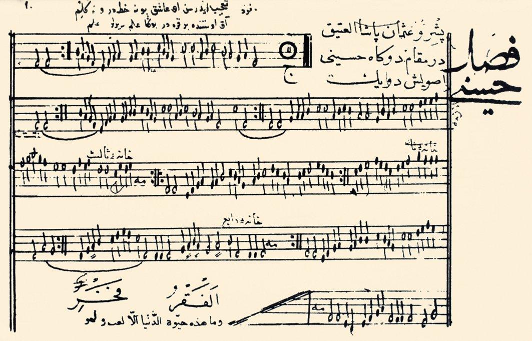 Ali Ufkî Bey’in Mecmûa-i Sâz u Söz’ünden bir sayfa (British Museum, Sloane, nr. 3114, s. 19)