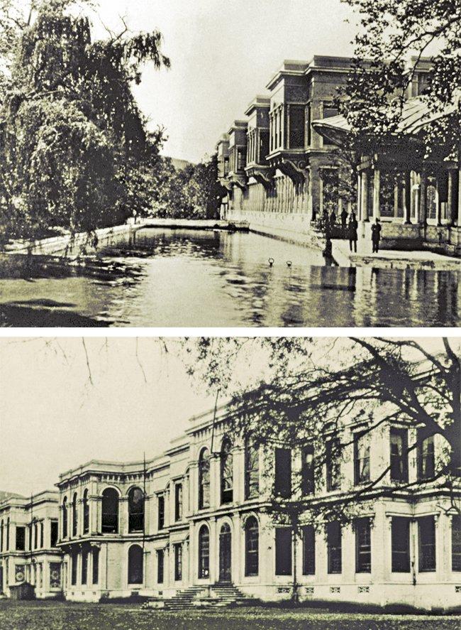 Çağlayan Kasrı’nın iki ayrı cephesini gösteren yıkılmadan önce çekilmiş fotoğrafları (S. Eyice fotoğraf arşivi)