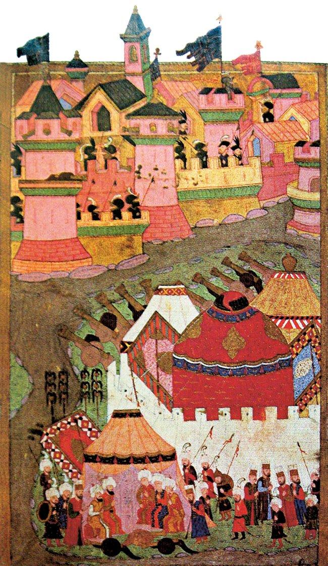 I. Viyana Kuşatması’nı tasvir eden bir minyatür (Hünernâme, TSMK, Hazine, nr. 1524, vr. 257b)