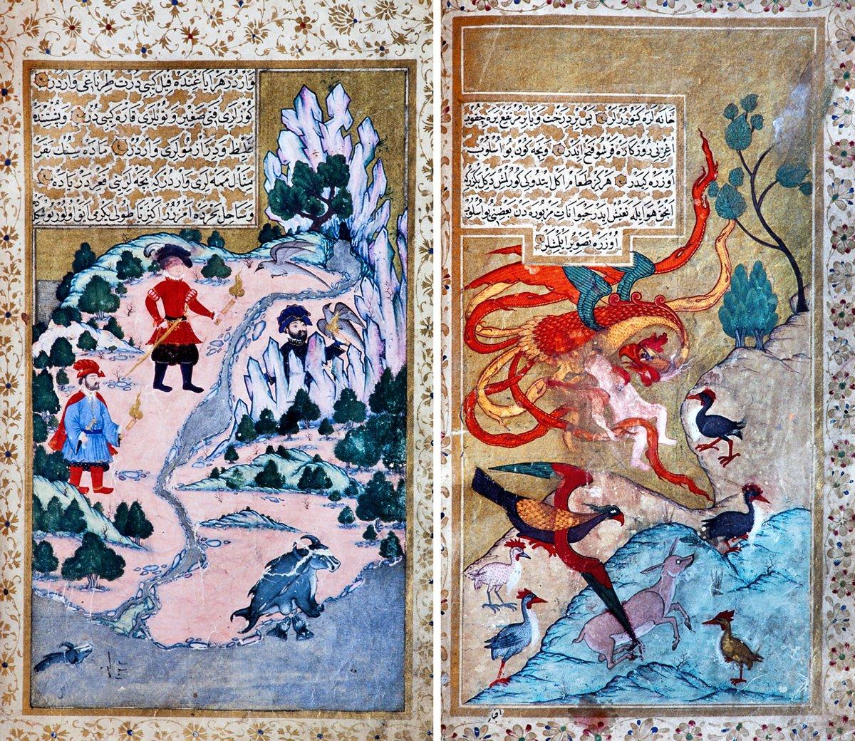 Mehmed Suûdî Efendi’nin Târîh-i Hind-i Garbî adlı eserinden minyatürlü iki sayfa(Beyazıt Devlet Ktp., nr. 4969, vr. 53a, 133b)