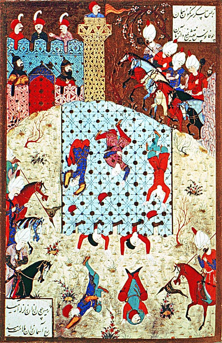 Budin Kalesi’nin kuşatılmasını tasvir eden bir minyatür (Süleymannâme, TSMK, Hazine, nr. 1517, vr. 282a)