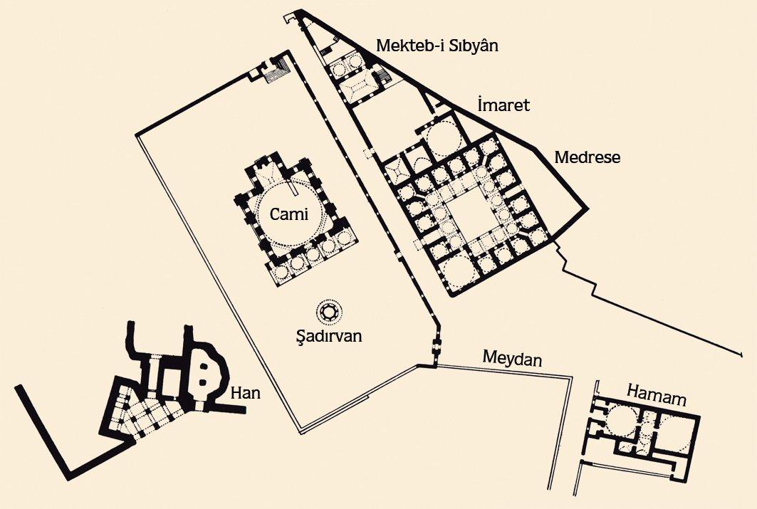 Nevşehir’de Damad İbrâhim Paşa Külliyesi’nin planı (A. Kuran, VD, IX, rs. 18)