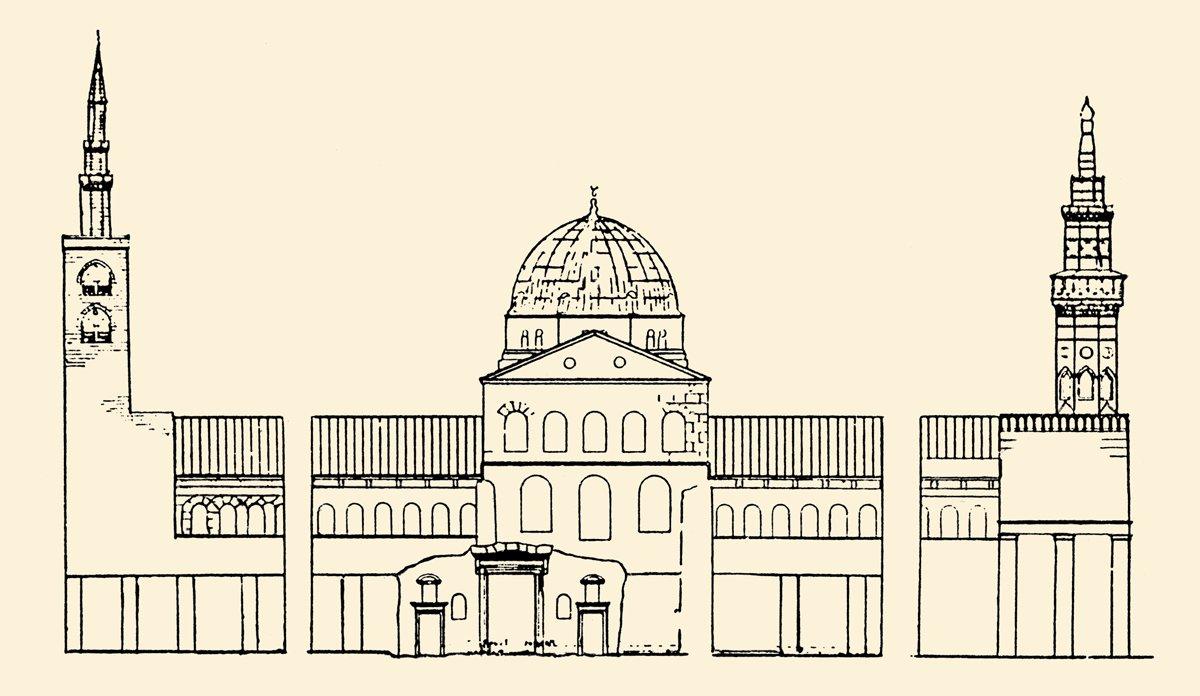 Emeviyye Camii’nin enine çizimi