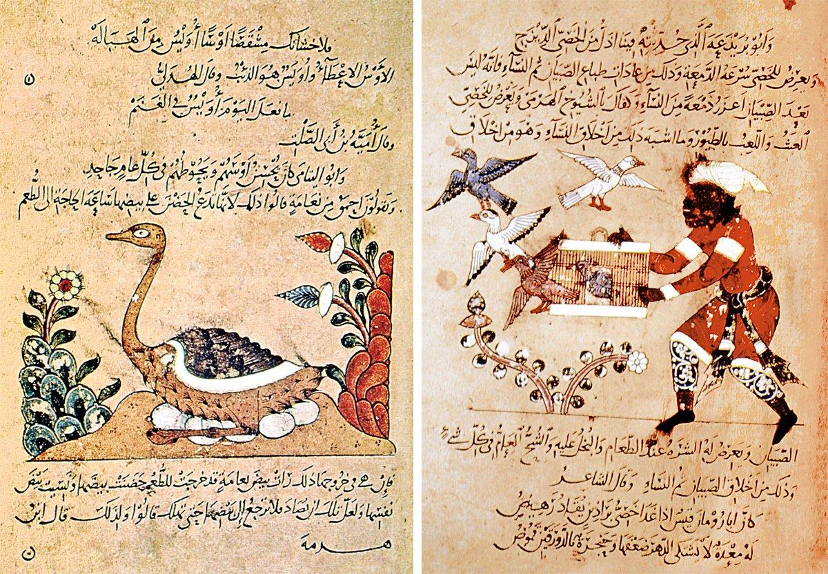 Câhiz’in Kitâbü’l-Ḥayevân adlı eserinden minyatürlü iki sayfa (Milano Ambrosiana Ktp., nr. 140, R.F.D., vr. 10a, 41a)