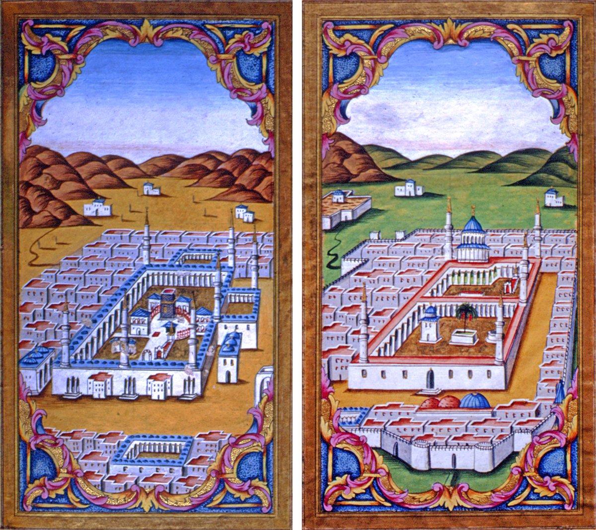 Delâʾilü’l-ḫayrât’ta Mekke ve Medine tasvirleri(İÜ Ktp., AY, nr. 487, vr. 13b-14a)