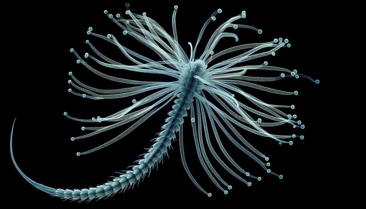 microscopic view of Noctiluca scintillans with its long tentacle