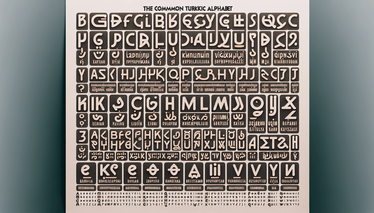 A chart showing all 34 letters of the Common Turkic Alphabet