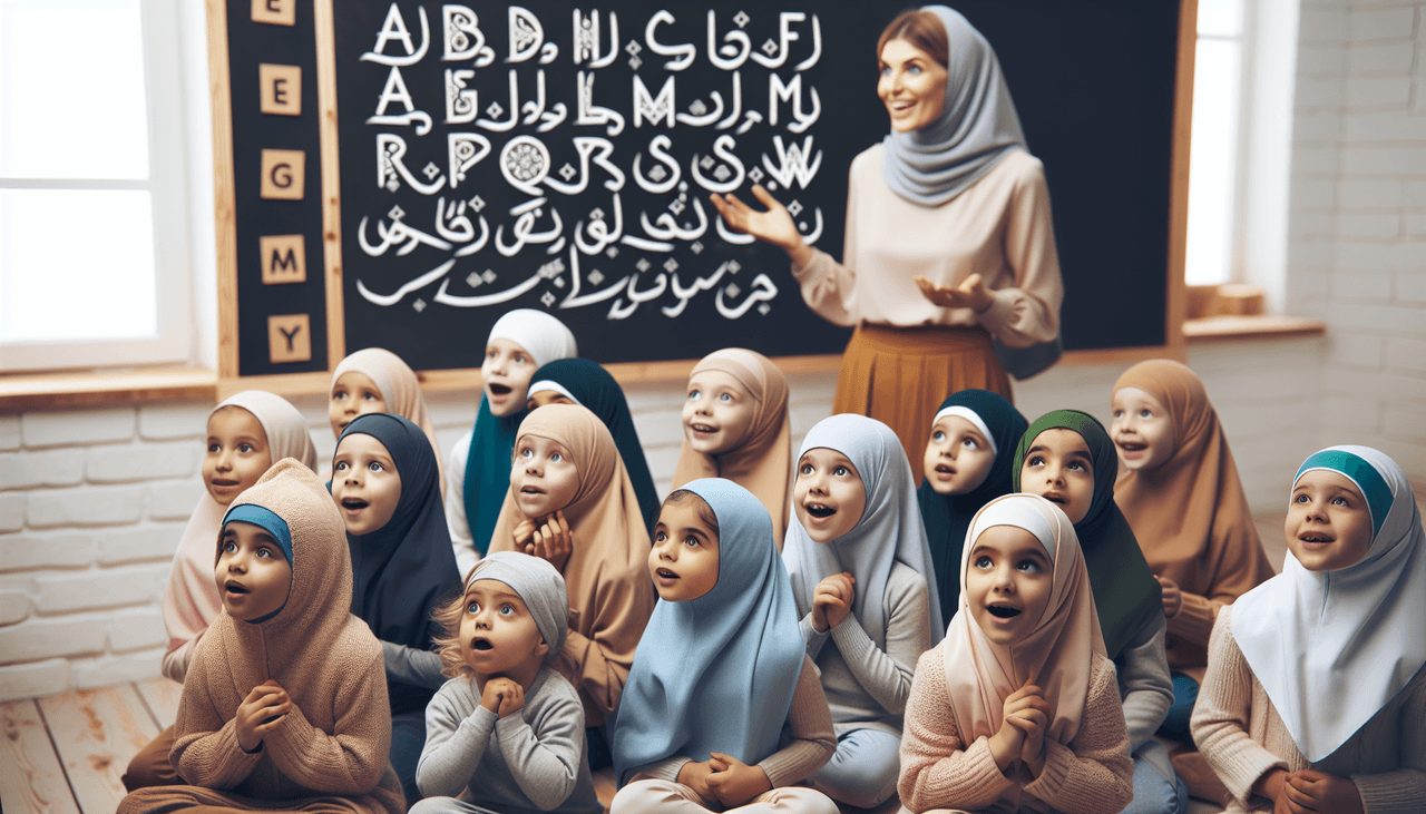 A class of children learning about the Common Turkic Alphabet