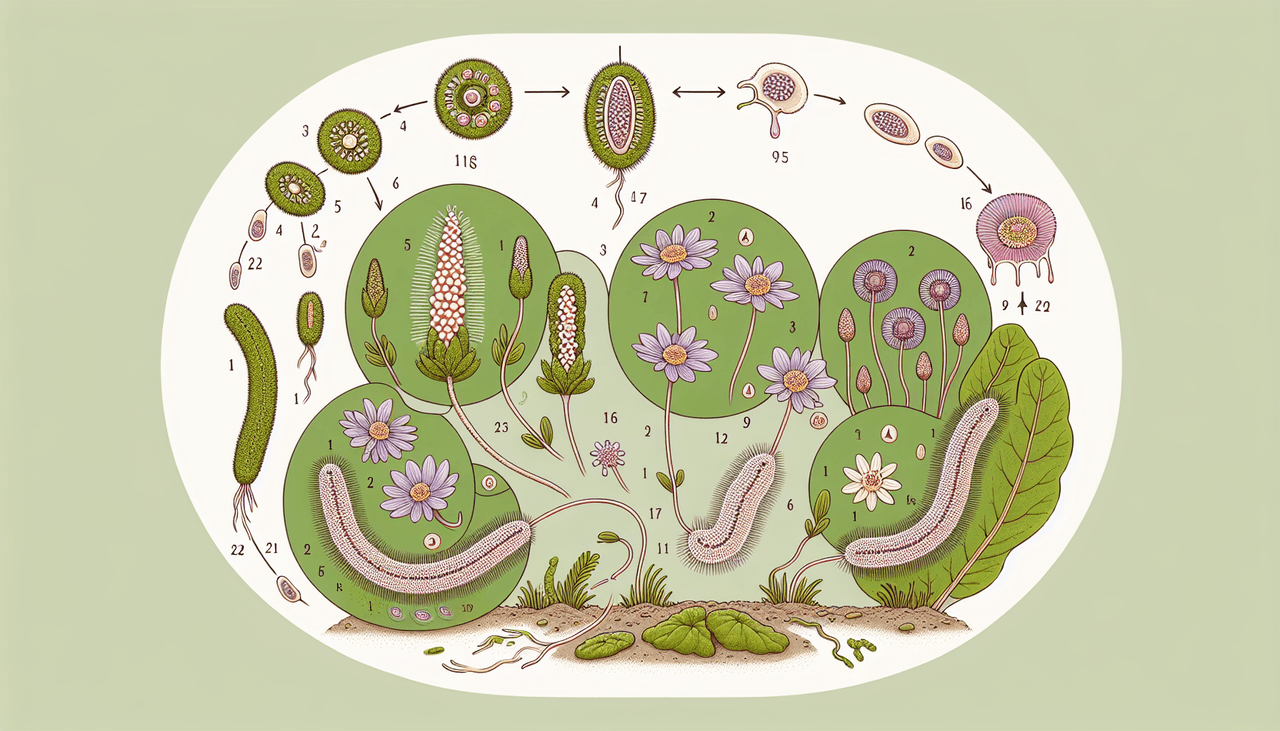 illustration showing the reproduction process of Noctiluca scintillans