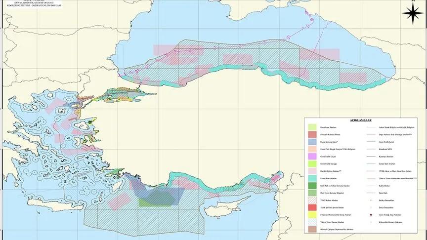 Türkiye’nin Deniz Mekânsal Planlama Haritası, deniz alanlarının bilimsel veriler doğrultusunda planlanmasını gösteriyor. - Anadolu Ajansı