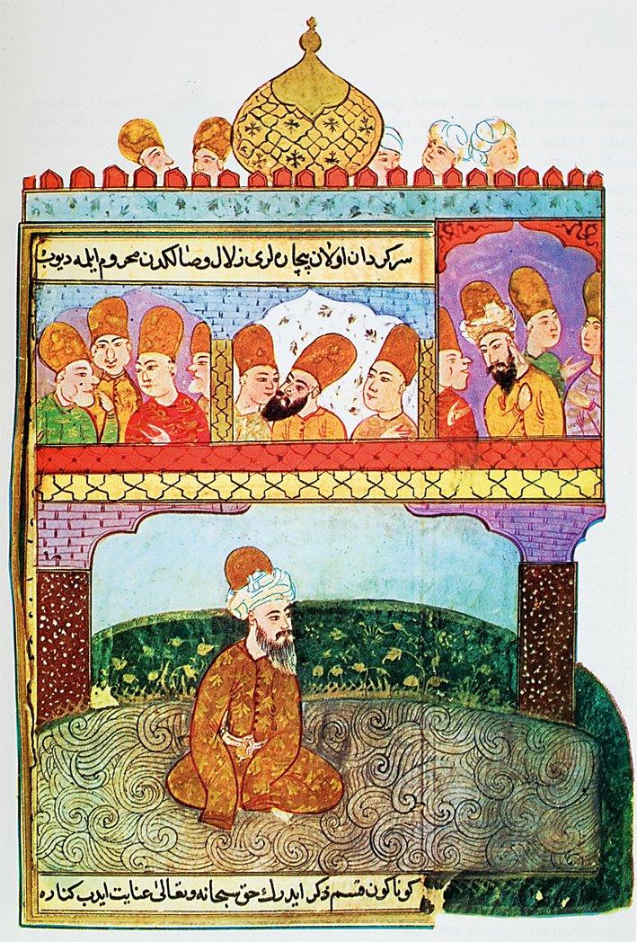 Başlarında sikkeleriyle Mevlevî dervişleri (Tercüme-i Sevâkıbü’l-Menâkıb, TSMK, Revan Köşkü, nr. 497, vr. 275b)