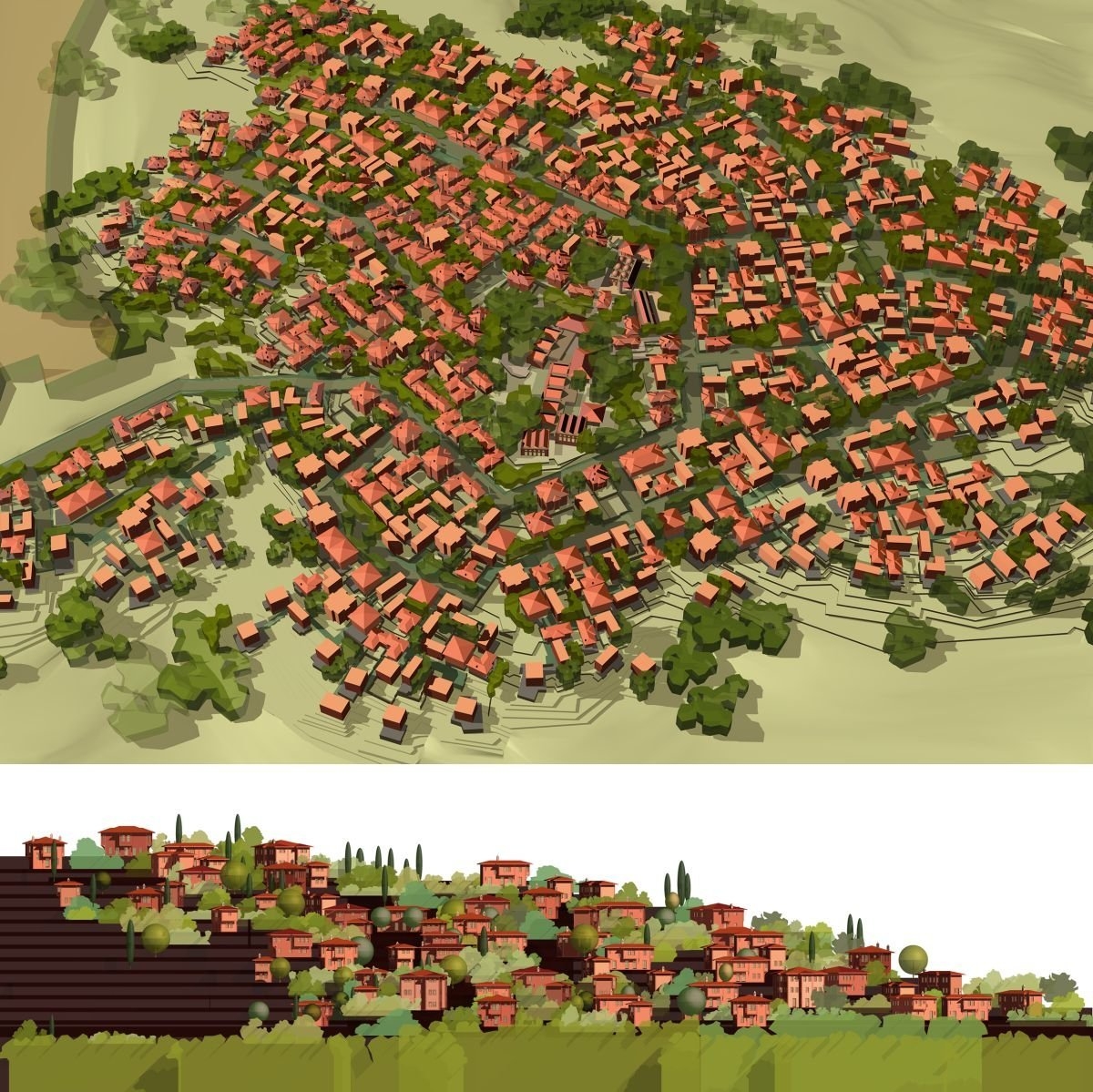 Turgut Cansever’in Emine ve Mehmet Öğün ile birlikte hazırladığı (2005) Pilot Şehir Önerisi(Emine – Mehmet Öğün fotoğraf arşivi)