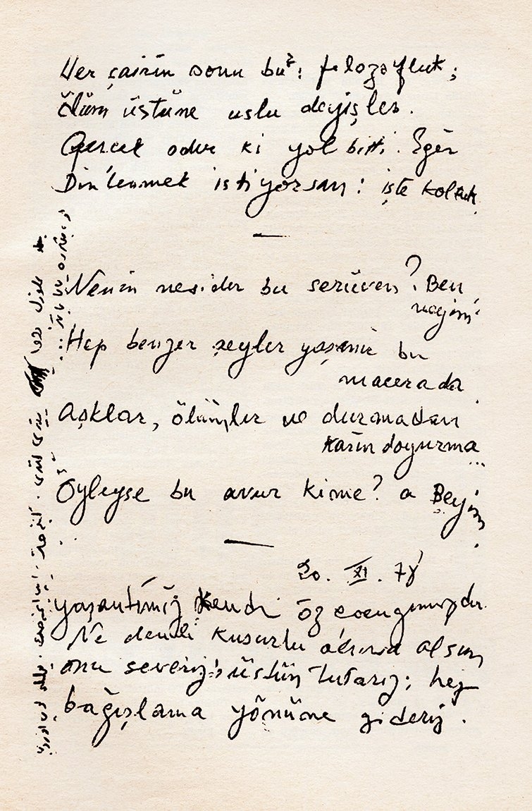 Ahmet Muhip Dıranas’ın el yazısı