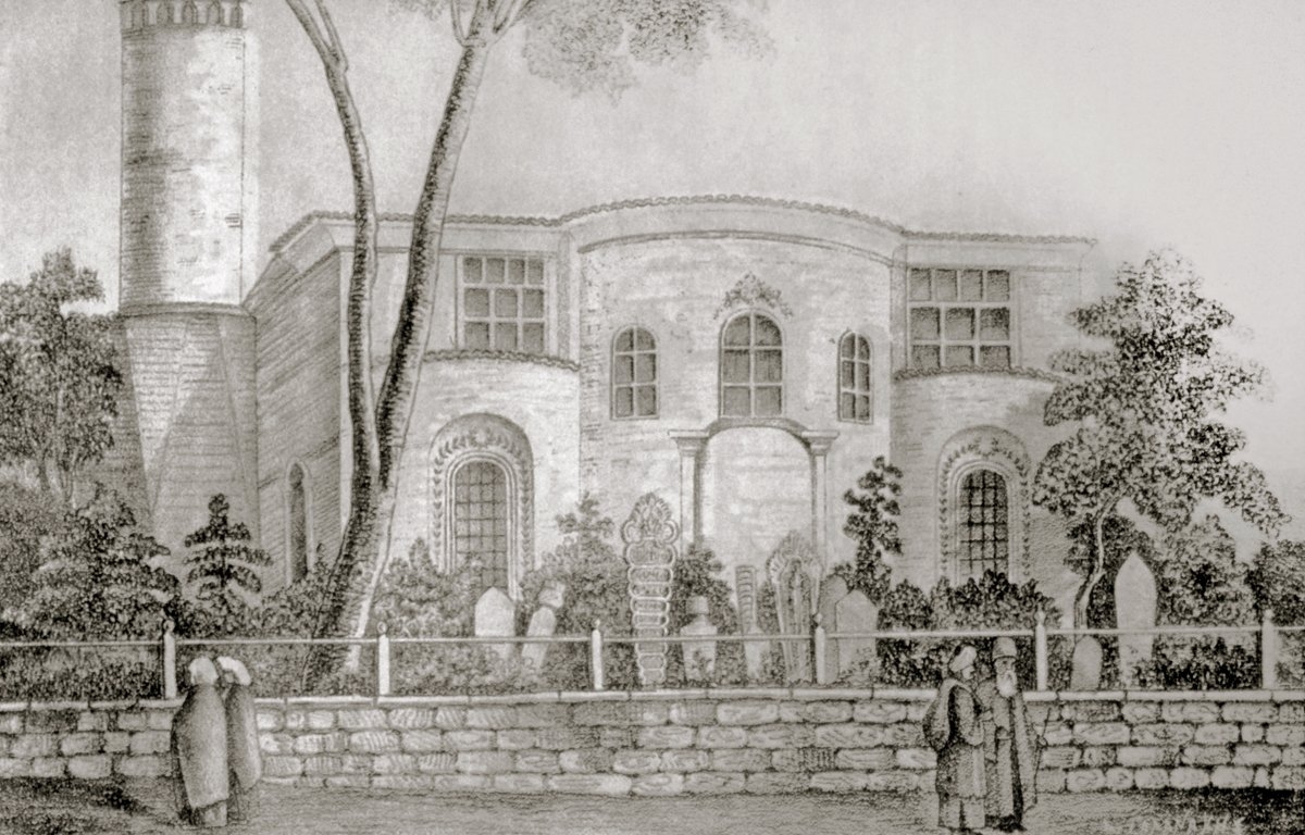 1943 yılında yıktırılan Sekbanbaşı İbrâhim Ağa Mescidi’nin gravürü (A. G. Paspatis, Byzantinai Meletai, İstanbul 1877, s. 374)