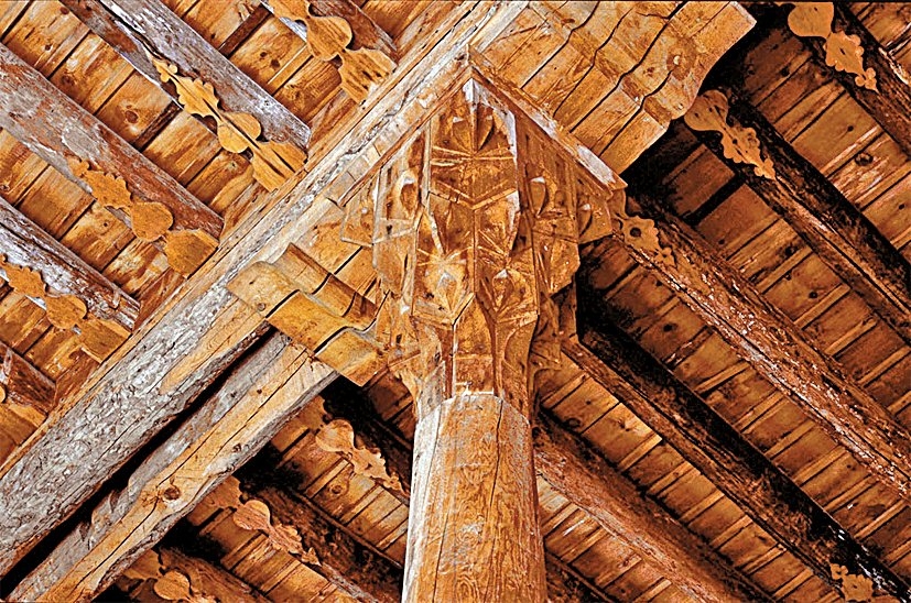 Afyon Ulucamii’nin ahşap tavan ve taşıyıcı sistemini gösteren bir detay