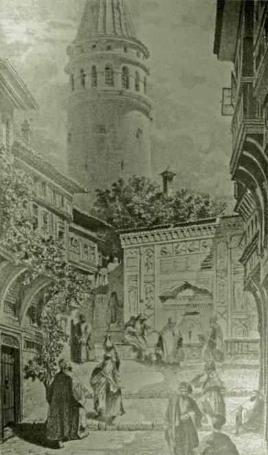Bereketzâde Çeşmesi’nin 200 yıl önceki durumunu gösteren bir gravür (Süheyl Ünver koleksiyonu)