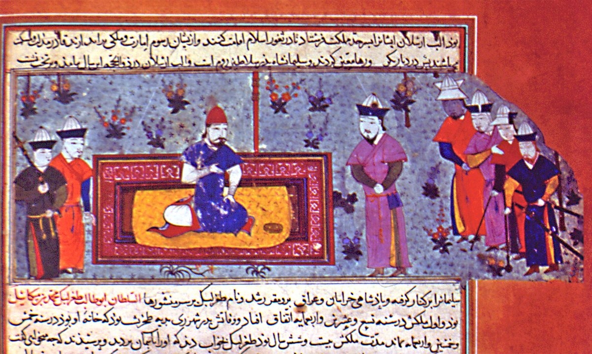 Büyük Selçuklu Sultanı Alparslan’ı tasvir edenbir minyatür (TSMK, Hazine, nr. 1654, vr. 202b)