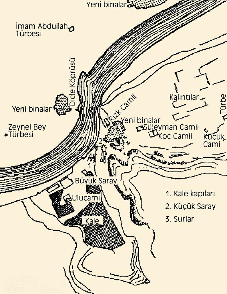 Hasankeyf’teki tarihî eserleri gösteren plan