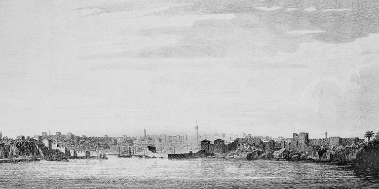 Antalya’nın XIX. yüzyıl başlarında çizilen bir gravürü (Fr. Beaufort, Karamanya, s. 124)