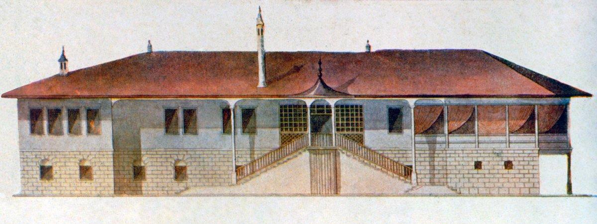 Edirne Sarayı’nın içindeki Bostancıbaşı Dairesi’nin çizimi (G. Sayger – A. Desarnod, Album d’un voyage en Turquie fait par ordre de sa Majesté l’Empereur Nikolas Ier en 1829 et 1830, Paris, ts., lv. 42)