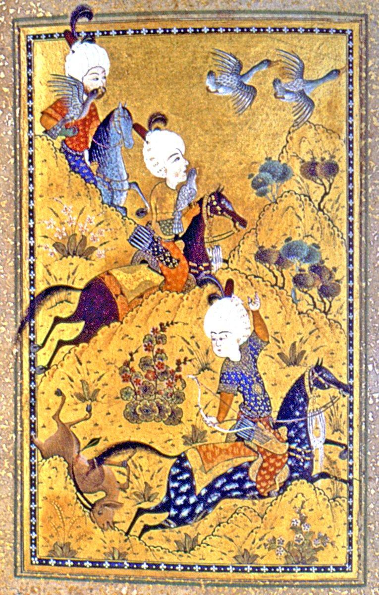 Ârifî’nin Gûy u Çevgân adlı eserinden bir av sahnesi (TSMK, Hazine, nr. 845, vr. 34b)